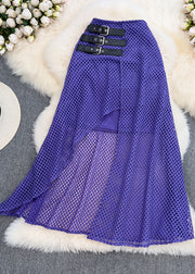 Fashion Black Asymmetrical High Waist Patchwork Tulle Skirt Summer
