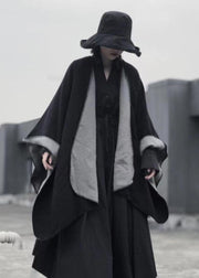 Fashion Black Asymmetrical Wear On Both Sides Cashmere Cape Fall