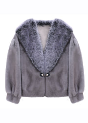 Fashion Black Fur Collar Thick Mink Hair Coat Winter