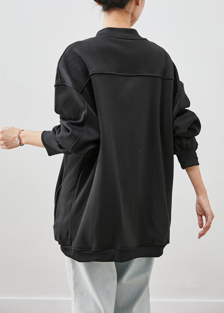 Fashion Black Oversized Cotton Jackets Fall