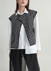 Fashion Black Oversized Print Vest Tops