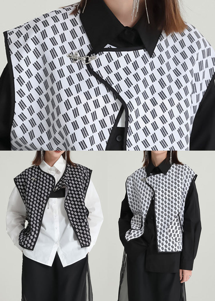 Fashion Black Oversized Print Vest Tops
