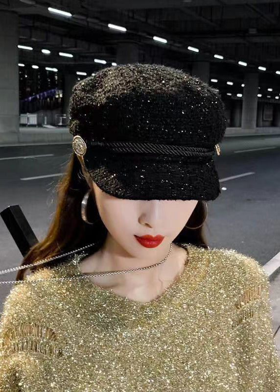 Fashion Black Patchwork Beret Hat