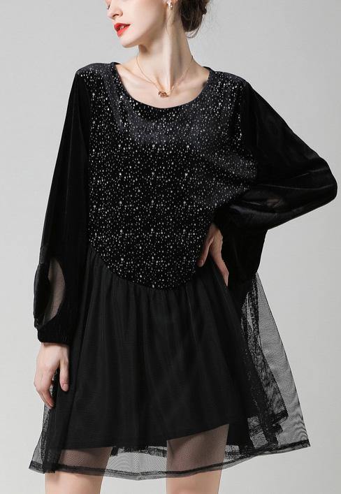 Fashion Black Patchwork Chiffon Cute Summer Maxi Dresses - SooLinen