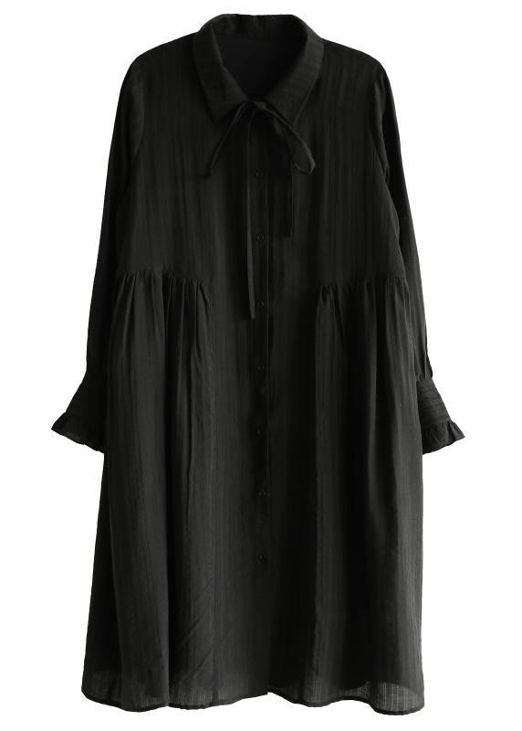 Fashion Black Peter Pan Collar Summer Holiday Dress - SooLinen