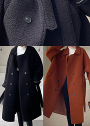 Fashion Black Peter Pan Collar thick Faux Fur Outwear Winter