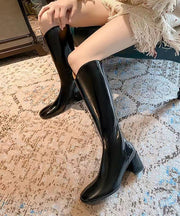 Fashion Black Splicing French Chunky Long Boots