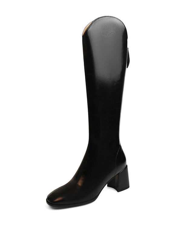 Fashion Black Splicing French Chunky Long Boots