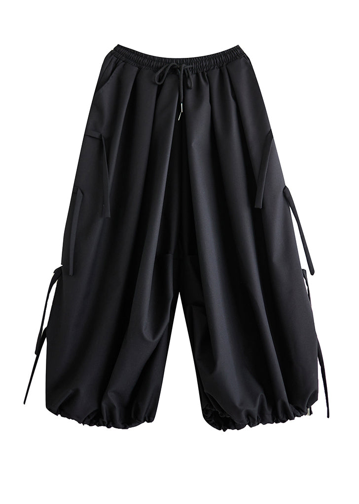 Fashion Black Tasseled Oversized Cotton Harem Pants Spring