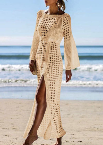 Fashion Black knitting Cotton Hollow Out Summer Dresses - SooLinen