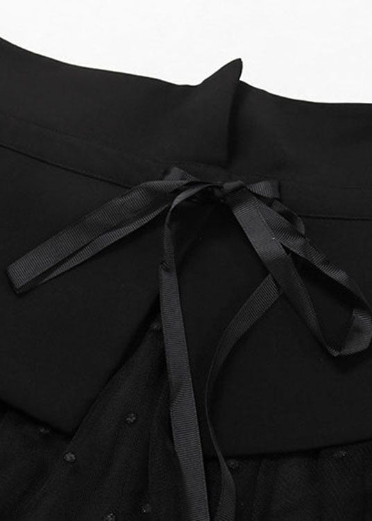 Fashion Black tie waist Zip Up Tulle Skirt Spring