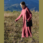 Fashion Blue And Red High Neck Maxi Sweater Dresses For Women