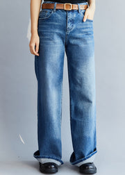 Fashion Blue Lässige Denim-Hosen mit hoher Taille Frühling