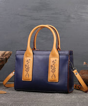 Fashion Blue Jacquard Kalbsleder Tote Handtasche