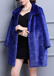 Fashion Blue Oversized Warm Fuzzy Fur Fluffy Coats Winter