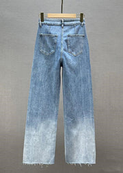 Fashion Blue Patchwork Zircon High Waist Wide Leg Jeans