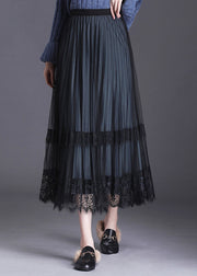 Fashion Blue Tulle Patchwork A Line Fall Wear on both sides Skirt