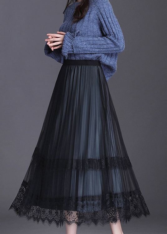 Fashion Blue Tulle Patchwork A Line Fall Wear on both sides Skirt
