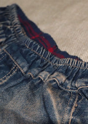 Modische Jeans-Haremshose mit blauem Aufnäher