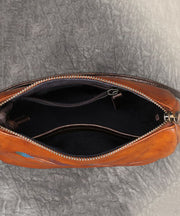 Fashion Brown Multicolour Feather Embossing Calf Leather Satchel Handbag