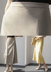 Fashion Brown Wrinkled High Waist Cotton Skirt Spring