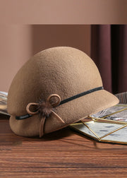 Fashion Camel Bow Wool Beret Hat