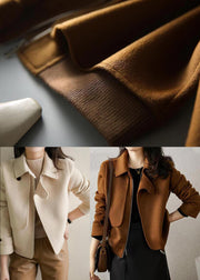 Fashion Chocolate Asymmetrical Patchwork Woolen Coats Fall