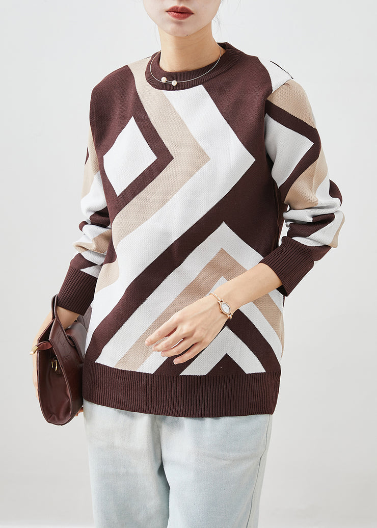 Fashion Chocolate Print Thick Knit Short Sweater Winter