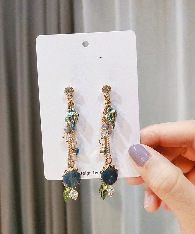 Fashion Colorblock Alloy Zircon Crystal Tassel Drop Earrings