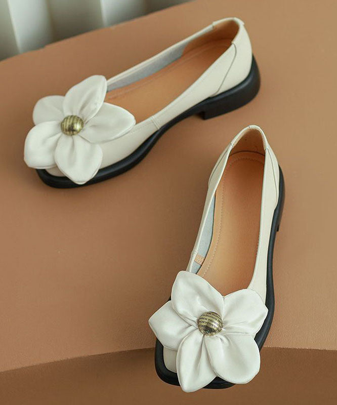 Fashion Floral Splicing Flat Shoes White Faux Leather