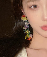 Fashion Floral Woven Acrylic Long Drop Earrings