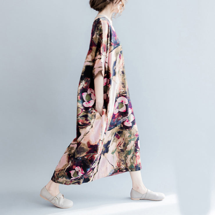 Mode Blumendruck Plus Size Lässige lockere Sommerkleider