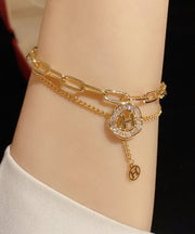Fashion Gold Alloy Crystal Graphic Tassel Charm Bracelet