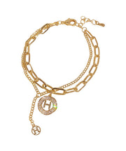 Fashion Gold Alloy Crystal Graphic Tassel Charm Bracelet