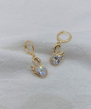 Fashion Gold Alloy Zircon Crystal Swan Drop Earrings