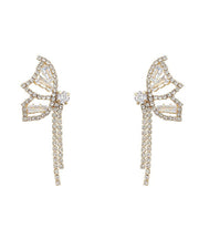 Fashion Gold Copper Zircon Crystal Butterfly Drop Earrings