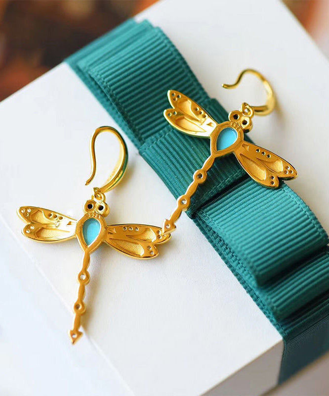 Fashion Gold Plated Turquoise Hoop Earrings