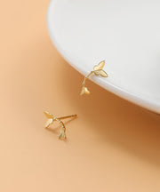 Fashion Gold Silver Overgild Butterfly Stud Earrings