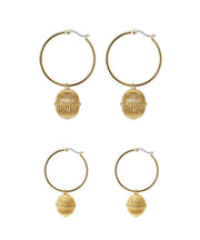Fashion Gold Stainless Steel Overgild Ball Hollow Out Ball Hoop Earrings
