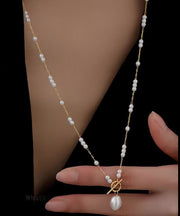 Fashion Gold Stainless Steel Pearl Pendant Necklace