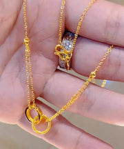 Fashion Gold Sterling Silver Alloy Double Ring Lariat Necklace