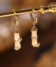 Fashion Gold Sterling Silver Cat's Eye Stone Bamboo Knot Drop Earrings