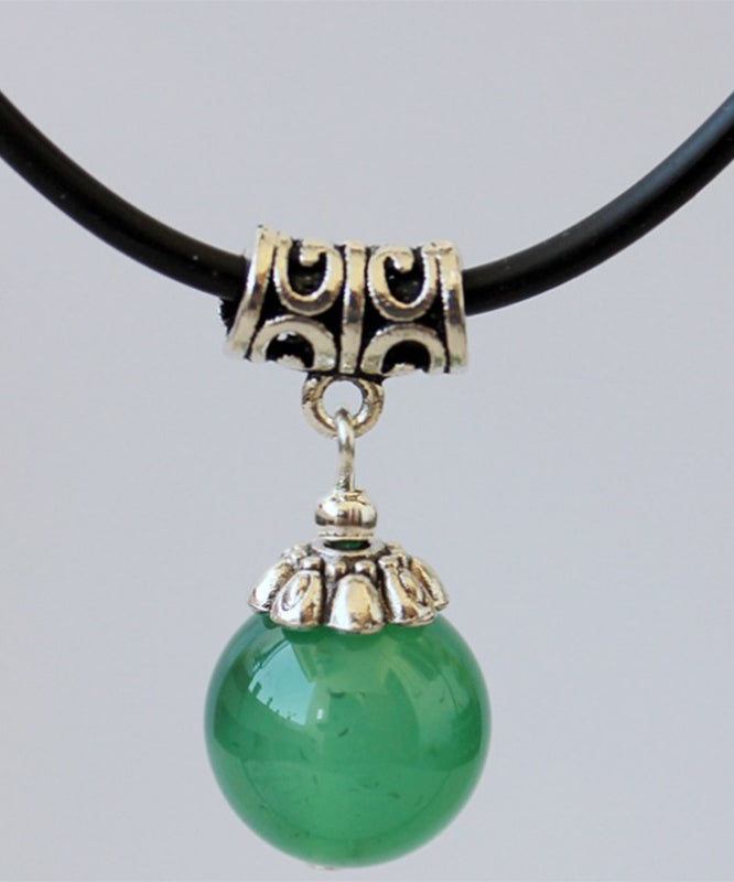 Fashion Green Alloy Inlaid Agate Pendant Necklace