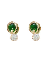 Fashion Green Cabbage Sterling Silver Overgild Zircon Stud Earrings