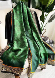 Fashion Green Leopard Print Silk Scarf