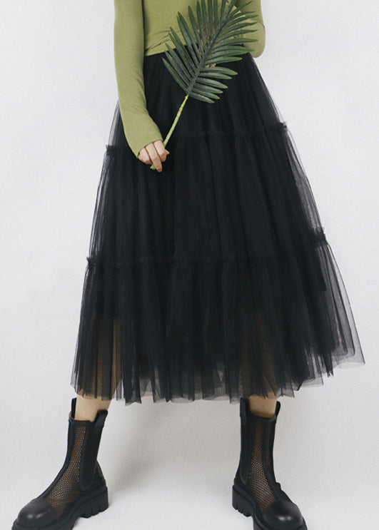 Fashion Green Patchwork tulle a line skirts Spring