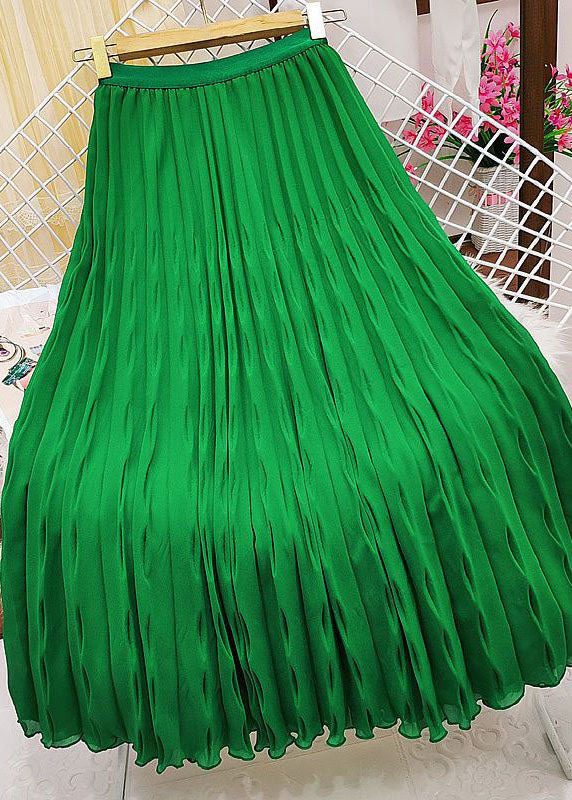 Fashion Green Wrinkled Exra Large Hem Tulle Skirts Summer