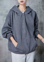 Fashion Grey Hooded Sequins Cotton Coat Outwear Spring