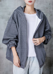 Fashion Grey Hooded Sequins Cotton Coat Outwear Spring