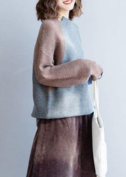 Fashion Grey Patchwork Woolen Knit sweaters Winter